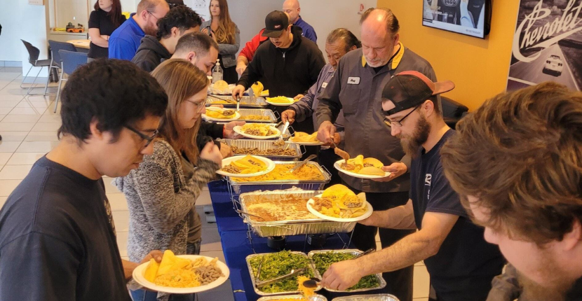 Ray Chevrolet's employees eating together during customer appreciation week!